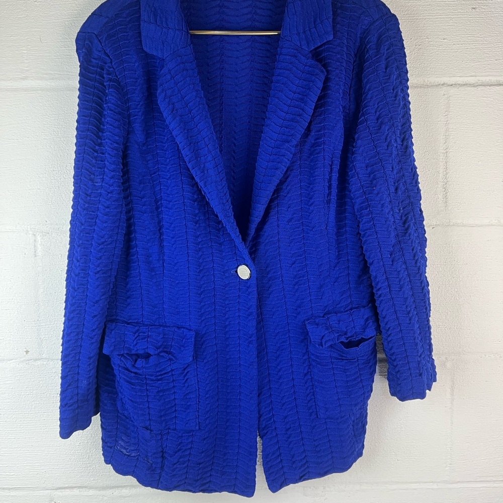 Misook Blue Single Button Blazer, Medium - image 2